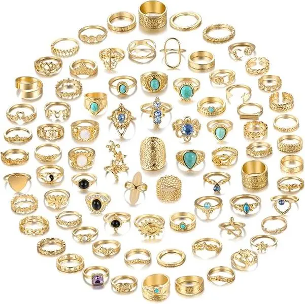 82 Pcs Vintage Gold Silver Knuckle Rings Set for Women, Bohemian Stackable Rings Pack, Boho, Retro Stone, Stacking Joint Finger Rings