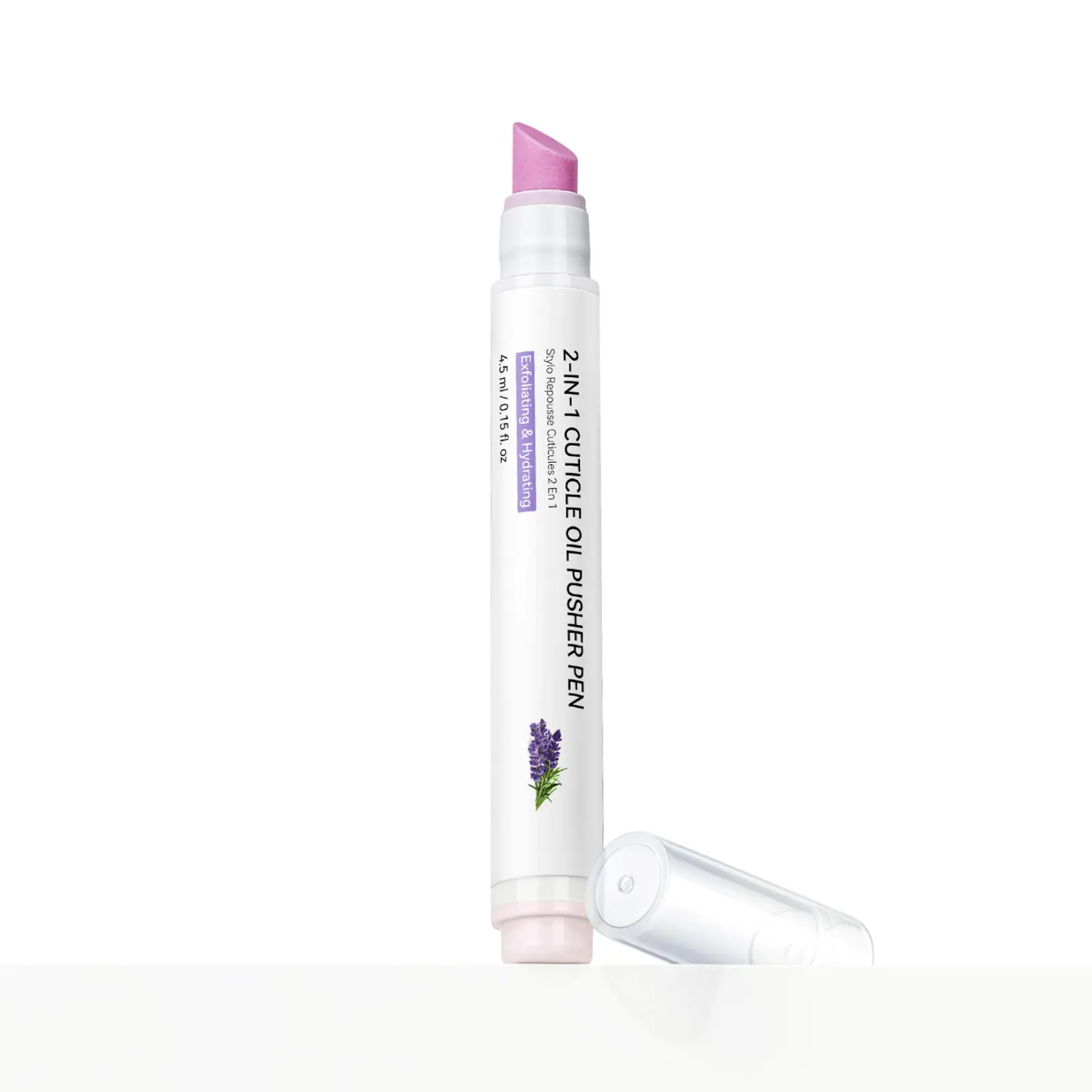 SAVILAND 2-in-1 Cuticle Oil Pusher Pen Ceramic Tip for Dry Cuticle Repair | Gentle Exfoliation Deep Hydration, 45° Beveled Ceramic Tip, No-Mess Dispensing, Travel-Friendly, Fast-Absorbing Lavender Oil