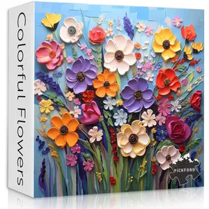 Colorful Flower Puzzles for Adults, Mosaic Plant Floral Puzzle Art, Spring Flower Garden Jigsaw Puzzles 1000 Pieces Painting