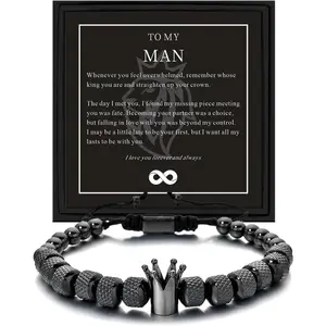 To My Man Bracelet Adjustable Straighten Your Crown Bracelets Mens  Ideas Husband Anniversary Birthday Christmas Valentine Gifts From Wife Girlfriend with I Love You Forever And Always