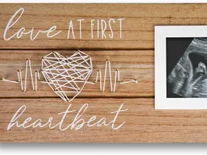 New Mom Mothers Day Gifts - Pregnancy Announcement Gift Ideas - Baby Nursery Decor - Gender Reveal Baby Shower for Expecting Mommy - Sonogram Ultrasound Picture Frame - "Love At First Heartbeat" - 4" x 3" Photo