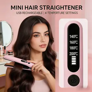 Mini Cordless Hair Straightener - USB-C Rechargeable Flat Iron for Quick Touch-Ups, Bangs & Short Hair | Rechargeable Curling Iron Fast Heat, Portable Travel Styler, Perfect for Gym Bag, Office Desk & On-The-Go Smoothing plancha de cabello