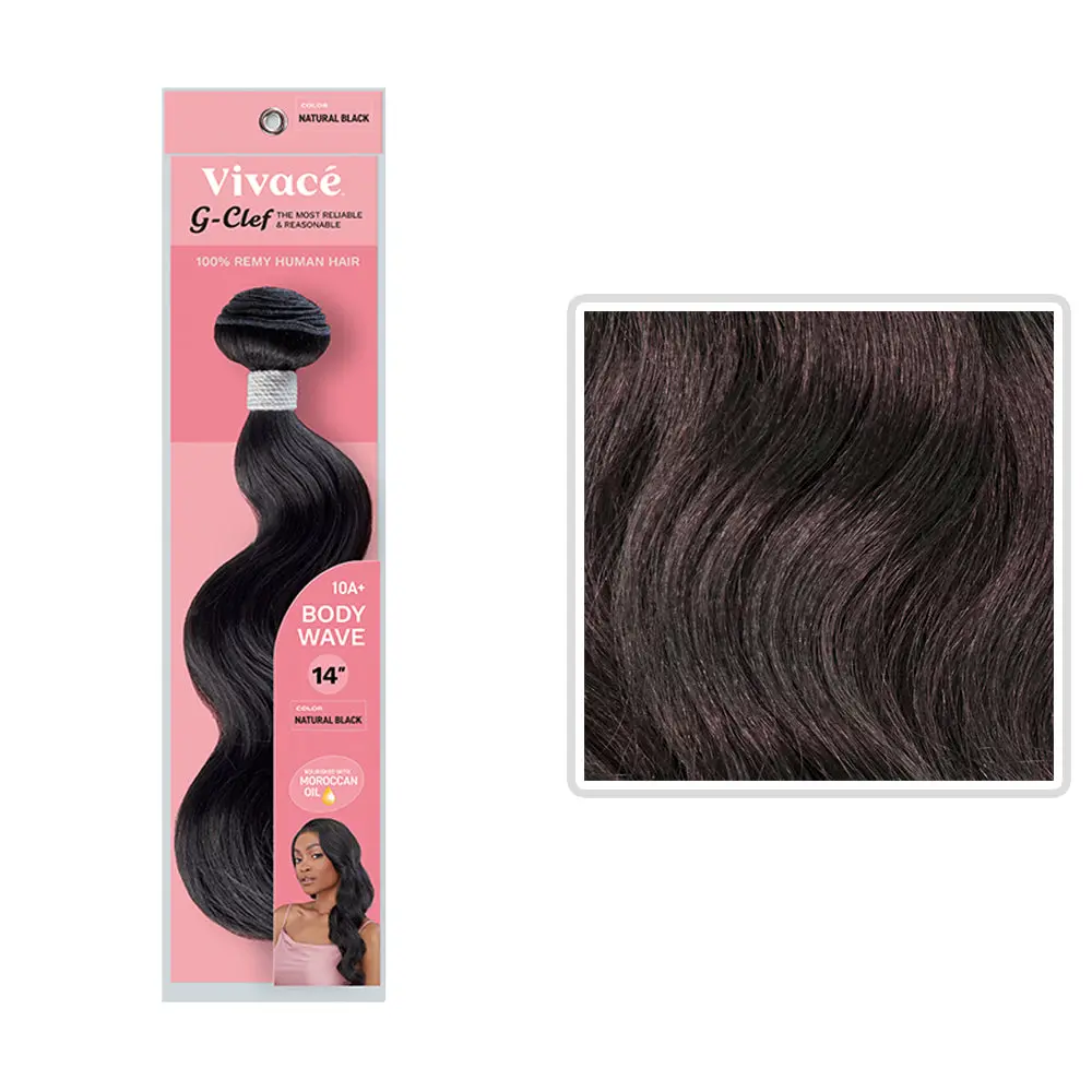 VIVACE G-CLEF 100% REMY HUMAN HAIR BUNDLE BODY WAVE 14'' COLOR NATURAL