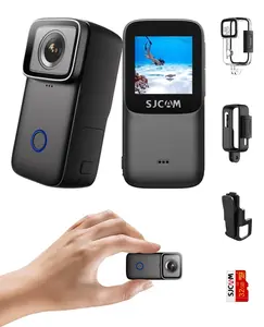 SJCAM C200 Mini Action Camera 4K Pocket Camera with Stabilization Wide FOV Wearable Body Camera Waterproof Helmet Camera Portable Vlogging Camera with Underwater Accessories 32GB Card Mount Anywhere