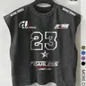 1 Pc Men's Vintage Racing Print Sleeveless Muscle Tank Top, Casual Washed Cotton Top, Sports Tops for Gym, Cycling and Daily Wear, Sports Vests, Fitness Vest Top, Sleeveless Workout Vest, Round Neck Vest, Sleeveless Gym Clothing