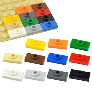 80Pcs MOC Building Blocks, 1x2 Thin Brick with 1 Stud Dot Plates, High-Tech Stress Relief Toys for Kids, Compatible with 15573 3794 (Available in Black-80pcs, Brown-80pcs, Creamy Yellow-80pcs, Dark Gray-80pcs)
