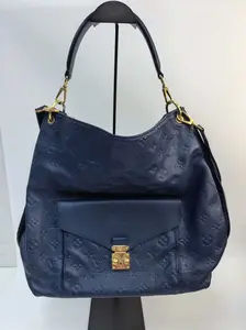 Pre-owned Louis Vuitton leather Shoulder Bags Hobo Metis Monogram Empreinte blue (BF 12Z) XP02265