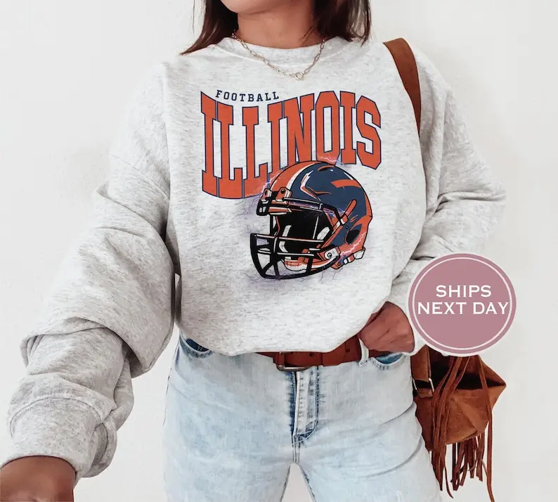 Illinois Sweatshirt - Illinois Football Sweatshirt - Urbana-Champaign Illinois Crewneck - Retro Illinois Sweatshirt - Football