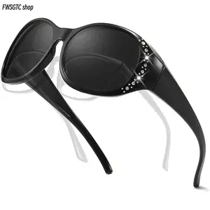 Unisex Polarised Fit Over Sunglasses, Oversized Trendy Frame with Shiny Accents, UV400 Anti-Glare Protection Shades, Wear Comfortably Over Prescription Glasses, Fashion Eyewear Perfect for Driving, Daily Wear and Outdoor Activities