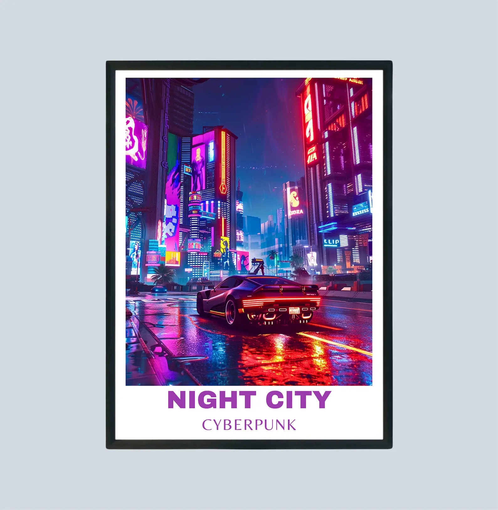 Gamer Gift Poster Print, Night City Wall Art, Cyberpunk Poster Print, Cyberpunk 2077 Art, Night City Poster, Video Game Gift