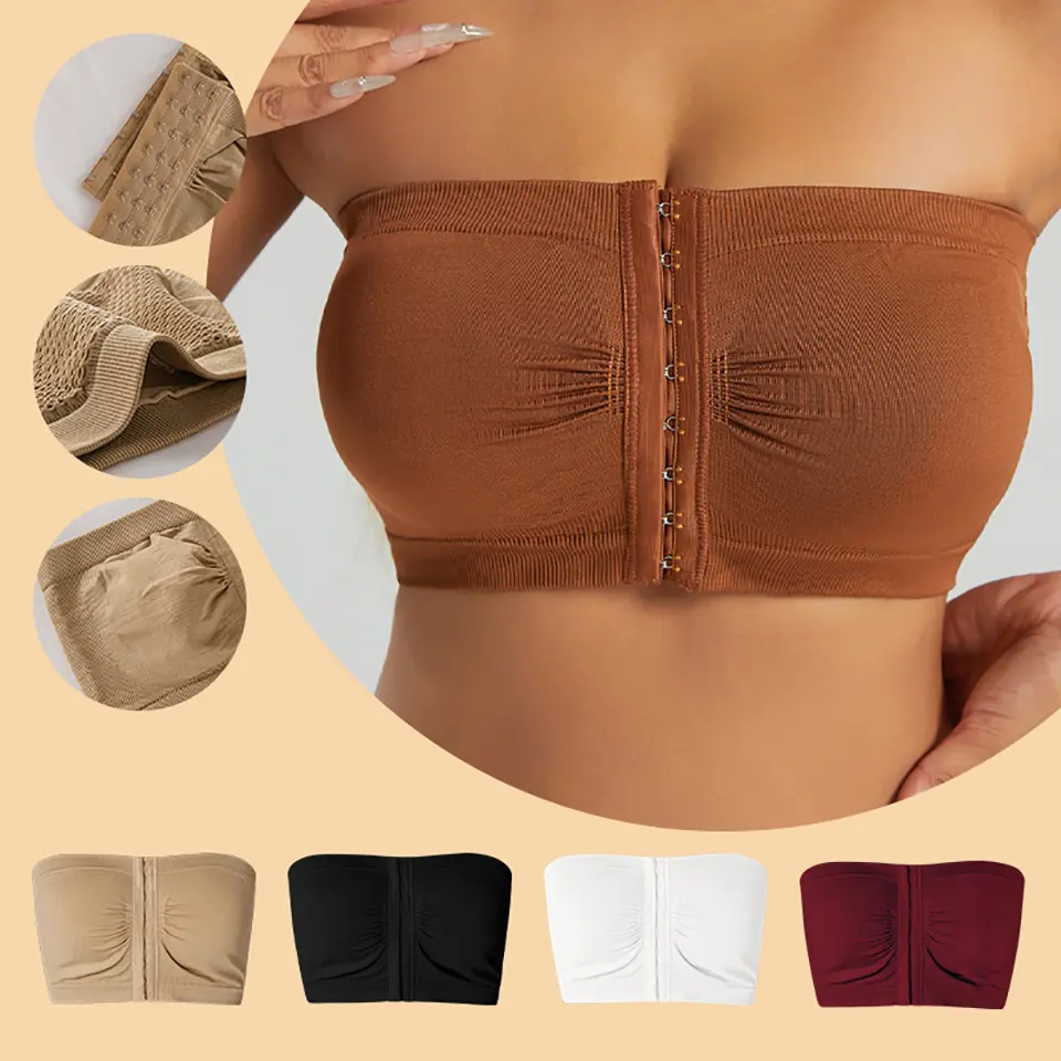 3 Pcs High-Elasticity Strapless Bandeau Bras -Soft, Comfortable, No Underwire,Seamless Design Womenswear Basic Everyday bras Comfort Seamless Bra for All Seasons,Plus Size Womenswear Bridal Minimalist