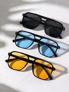 New Retro Double Beam Sunglasses Unisex Fashion Trendy Outdoor Commuting UV Protection Glasses