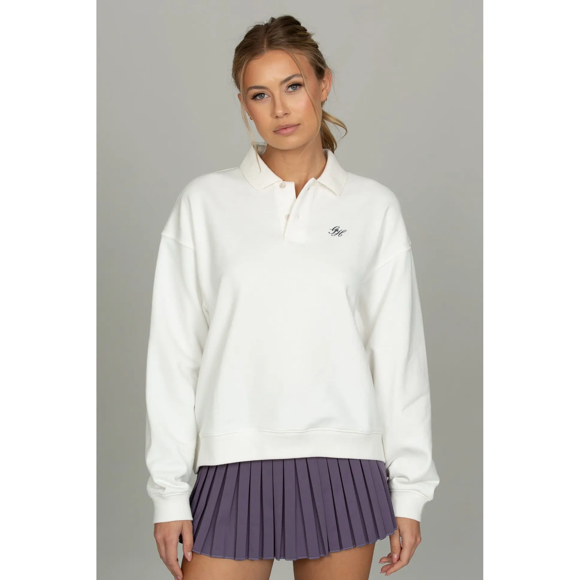 White Long Sleeve Polo