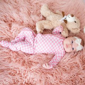 pink checkers footie