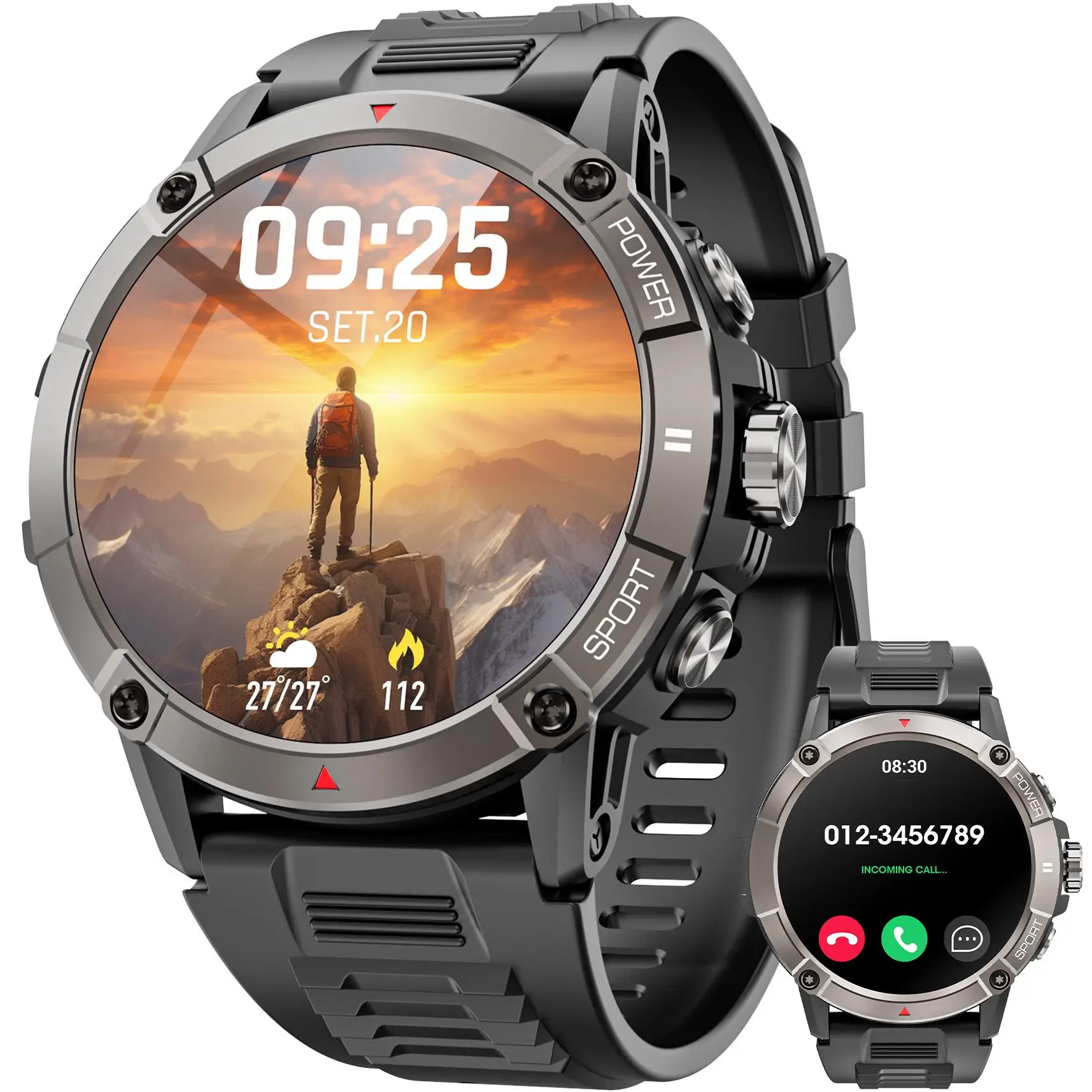 Smart Watch with Answer/Make Call, 1.52" HD Touch Screen Smart Watches for Men Fitness Watch, IP68 Waterproof Stainless Steel Smartwatch for Android i