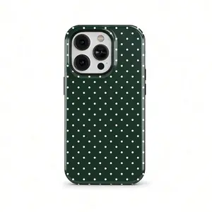 Green polka dot phone case Cover for iphone 17 pro max 16 Plus 15 14 13 12 11 Plus Fashion Trendy Anti-Stain Durable Lightweight Protection Shockproof Matte Texture Elegant Luxury Gift High-Quality New Product, New Year's Best Choice