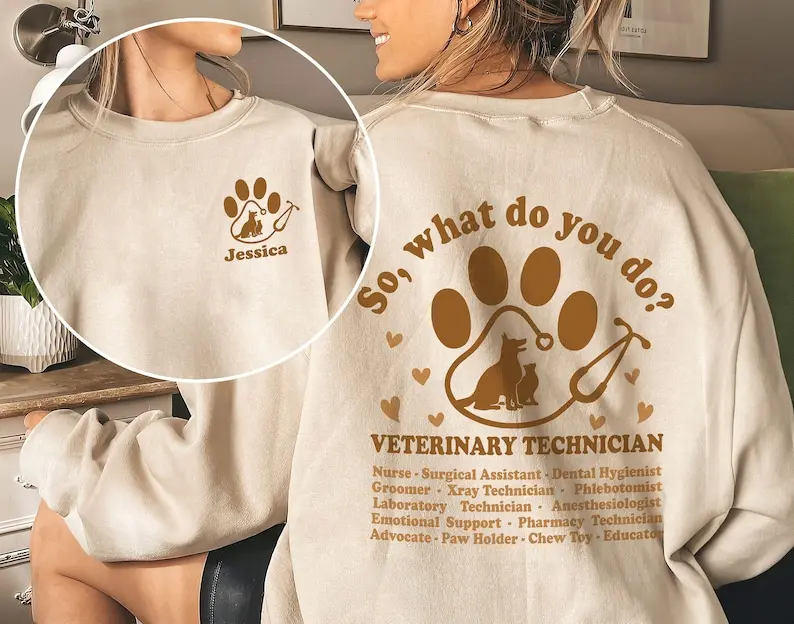 Funny Veterinary Technician Definition Sweatshirt, Custom Vet Tech Shirts, What Do You Do Paw Shirt, Veterinarian Gift, Vet Tech Week