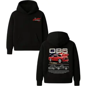 Chevy OBS Heartbeat of America Truck Hoodie – Black Vintage Red Pickup Graphic Hoodie with USA Flag Design for Classic Truck Enthusiasts