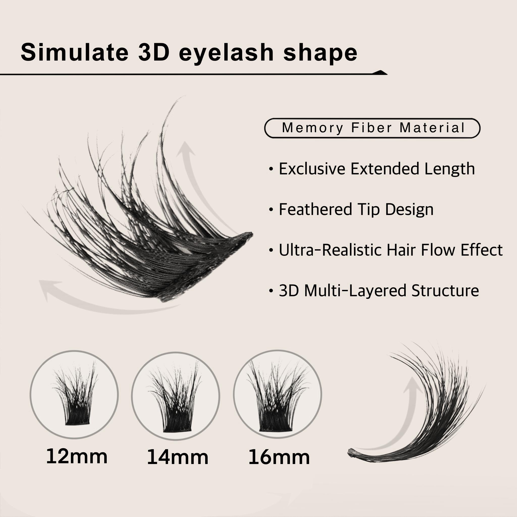 JVLBEAUTY 【Top Diva】 Segment Individual Cluster False Eyelashes, Voluminous & Curly, Euro-American Style, Beginner-Friendly, Extra Long D Curl, Vacation-Ready