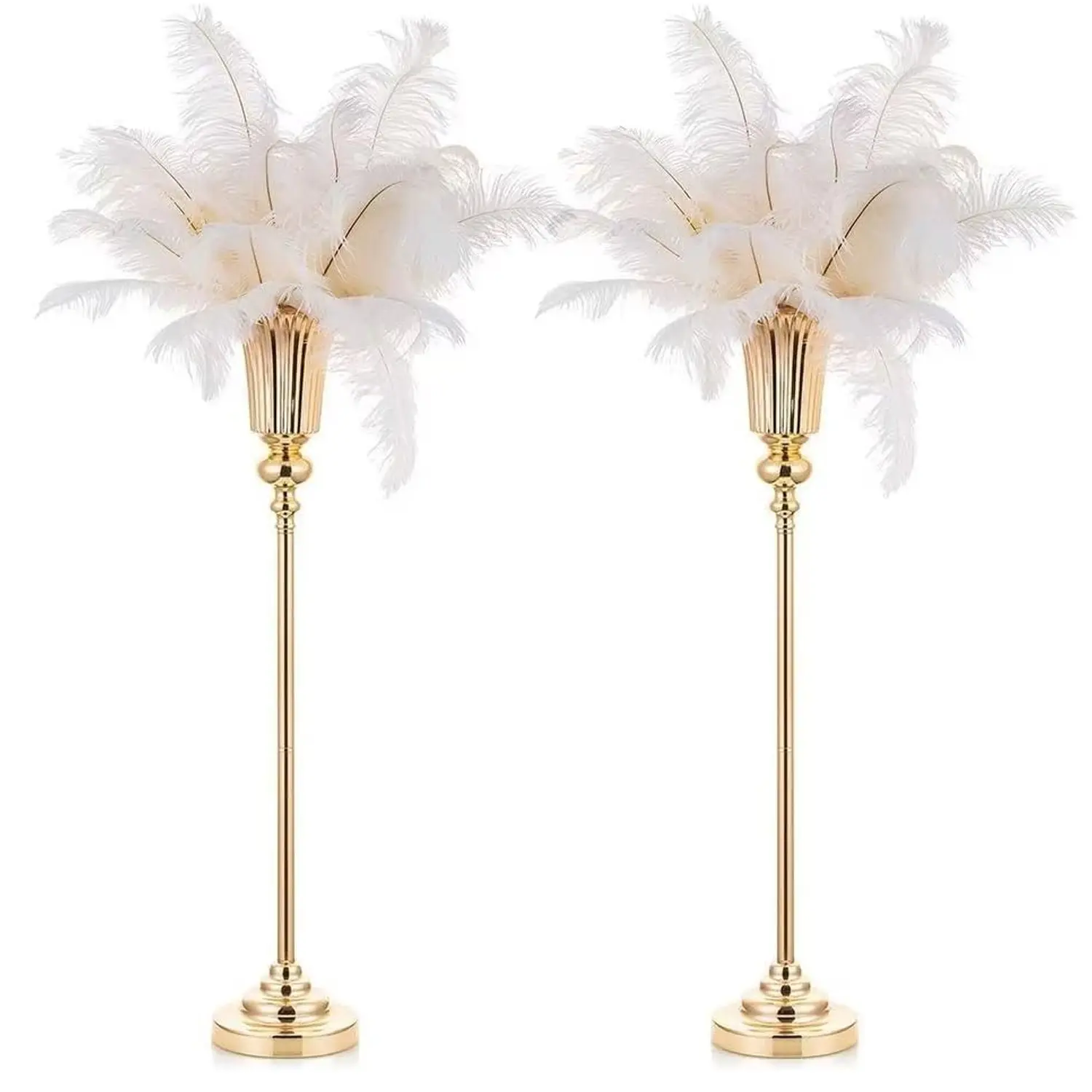 2pcs, Wedding Banquet Golden And Silver Metal Vase Flower Stand, Bohemian Artificial Flower Decoration Bottle, Elegant High Candlestick, Perfect Golden And Silver Table Centerpiece, Pampas Prairie Style. for Christmas, Halloween, Thanksgiving
