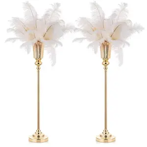 2 Pcs Boho Metal Vase Rack, Geometric Wedding Table Centerpiece, Elegant Tall Decorative Candle Holder, and Silver Color