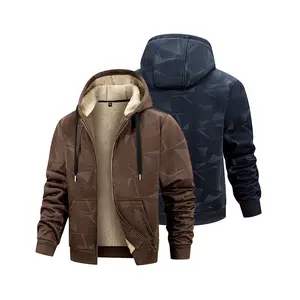 Men's Oversized Hooded Fleece Jacket Winter Warm Coat Fleece-Lined Sherpa Coat for Outdoor Sports & Everyday Wear