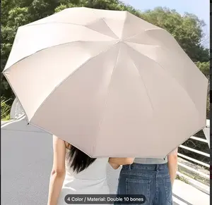 Automatic Open/Close Windproof Umbrella with 10-Rib Heavy-Duty Frame, One-Touch Button, Compact Folding Design & Ergonomic Hook Handle - Automatic Open/Close, Windproof & High Quality, for Men & Women, Travel, Commute
