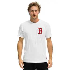 RED SOX BOLT UNISEX CREW TEE - WHITE