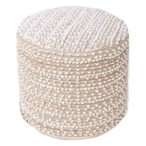 Anaya Home Natural Boucle Handwoven Round Pouf