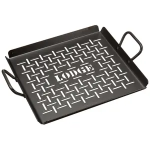Lodge CRSGP12 Carbon Steel Grilling Pan, Pre-Seasoned, 12-inch
