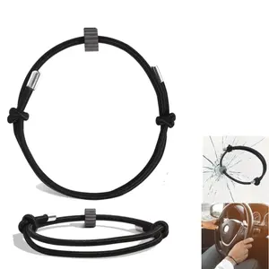 Emergency Escape Tool Bracelet, Car Safety Window Breaker, Carbon Steel Bead Wristband, Glass Breaking Hand Chain for Self-Rescue