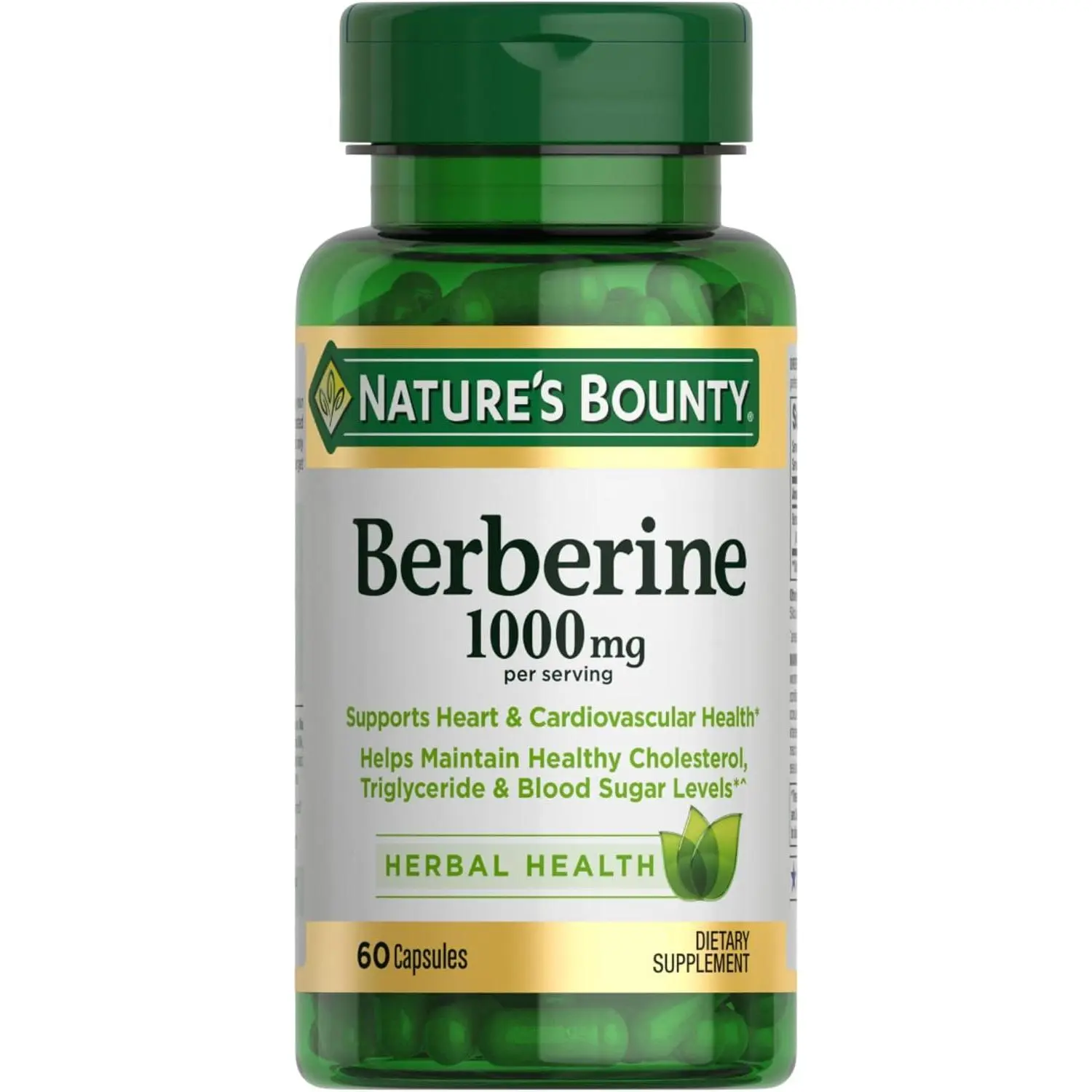 Berberine 1000mg Capsules Advanced Plant Botanical Formula for Healthy Blood Sugar Glucose Support Metabolic Health Cardiovascular Function Daily Herbal Dietary Supplement Non-GMO Gluten-Free 60 Capsules