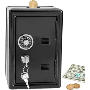 Creative Piggy Bank Home Storage Box, Metal Change Savings Box with Lock, Mini Safe Coin Safe, Cash Lock Box, Security Safe for Money Jewelry Valuables