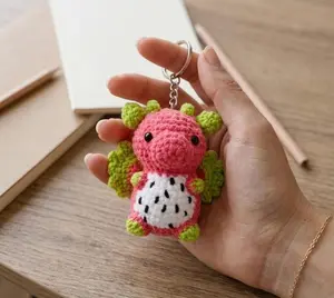 Dragonfruit Dragon Amigurumi Keychain - Tiny Plush Keyring