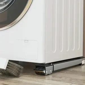 2pcs Perfect for Laundry Room and Kitchen! Adjustable Washing Machine and Refrigerator Stand with Wheels, 800 lbs Heavy Duty Appliance Dolly, Expandable Telescopic Metal Frame with 24 Silent Rollers for Easy Appliance Moving