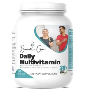 Bariatric Guru Daily Multivitamin Supplement for Men and Women - Complete Vitamins & Minerals with Vitamin A C D E B12 Biotin Folate Calcium Magnesium Zinc Selenium Chromium & More Enhanced Immunity - 60 Capsules 30 Servings - Dietary