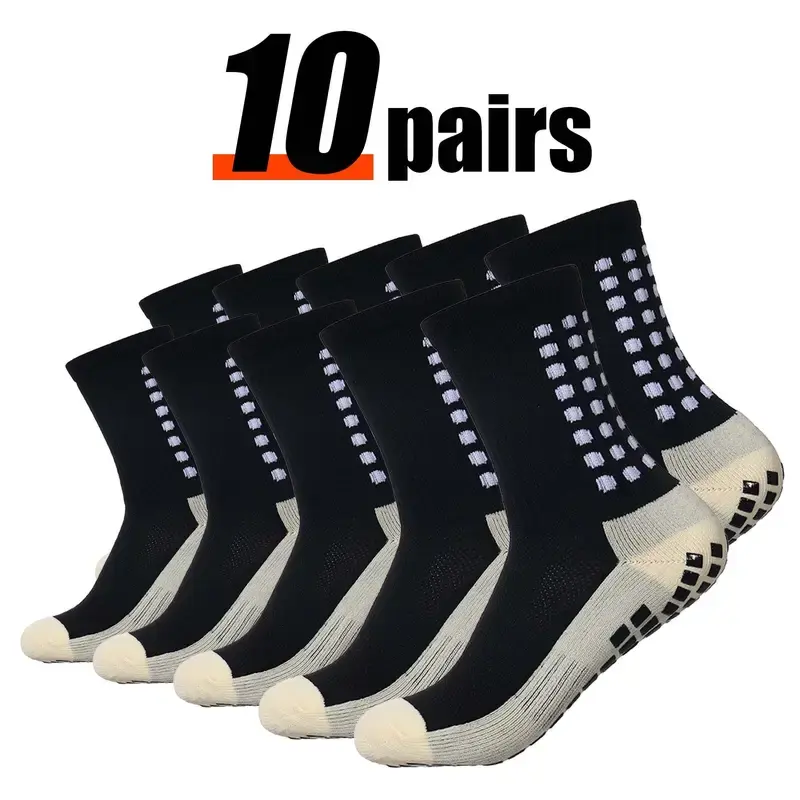 JointlyCreating 3/6/10 Pairs Soccer Socks Breathable Cushioned with Non-Slip Silicone Grips Mid-Calf Professional Training for Outdoor Sports Football Matches Fitness