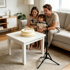 Adjustable 80.71inch Metal Floor Tripod, Phone Tripod Stand, Suitable for Phone, Extendable Arm, Ideal for Live Streaming, Recording, Cooking, Drawing, Food Photography