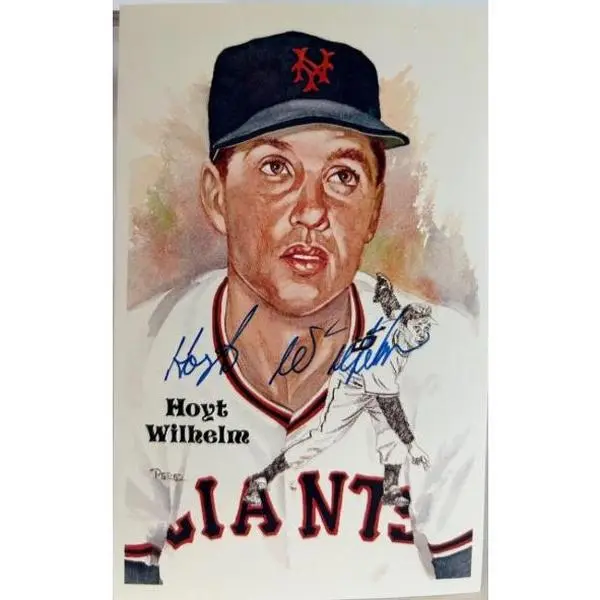 Hoyt Wilhelm Autographed Perez-Steele Galleries 8th Series Postcard #193 | JSA COA