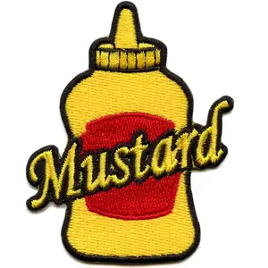 Mustard Bottle Condiment Patch Liquid Seasoning Sauce Embroidered Iron on