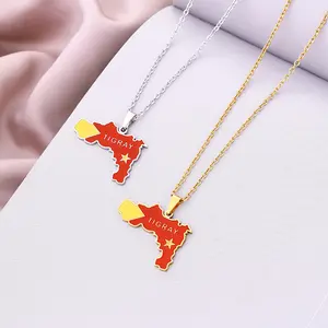 retro Ethiopian Tigray District pendant necklace stainless steel famous style jewelry