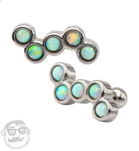 18G White Opalite Bunch Tragus - Cartilage Barbell