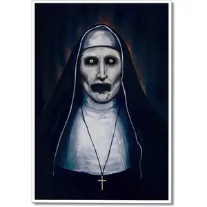 Neejaold Vintage Horror Movie Poster Artwork The Conjuring Mystery Nun Canvas Wall Art Halloween Prints Painting Classic Scary Posters Halloween Room Wall Decor for Bedroom 12x16in Unframed