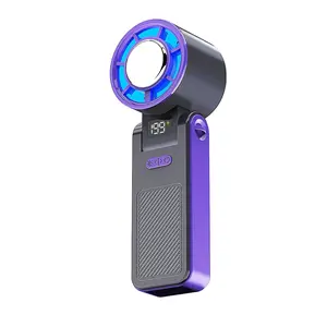 Portable Handheld Fan With Ice Cooling, 3-IN-1 Turbo Fan 5-Speed High-Velocity Personal Fan Rechargeable Cooling Fan Digital Display for Outdoor Travel, Working(Black)