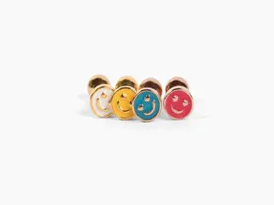 Tiny Smiley Cartilage Earrings • Smiley Face Tragus Stud • Round Conch • Happy Face Labret • Dainty Rose gold Piercing • Popular Studs