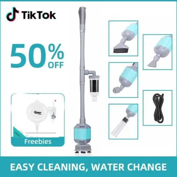 Hygger Aquarium Gravel cleaner Electric Automatic 5-in-1 Electric Fish Tanks Gravel Vacuum Cleaner Set for Removable Vacuum Water Changer Sand Algae