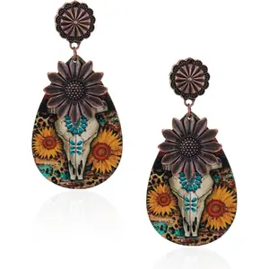 Western Turquoise Earrings for Women Statement Western Country Jewelry