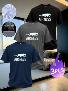 3-Pack Leopard Print Short Sleeve T-Shirts for Men, Breathable Cotton Summer Tees, Loose Fit Casual Top, All-Season Wear