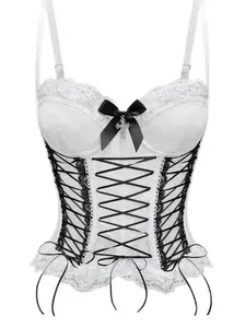 Lace Cross Bow Fishbone Corset Camisole | Slimming Shaping Bustier