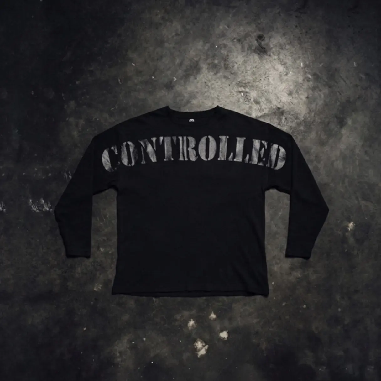 Blackout Long Sleeve Pump Cover Controlled Insanity | 440 GSM Waffle Knit | Oversized Gym Top